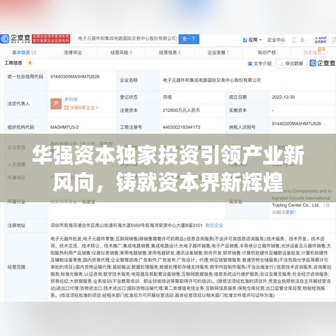 華強(qiáng)資本獨(dú)家投資引領(lǐng)產(chǎn)業(yè)新風(fēng)向，鑄就資本界新輝煌