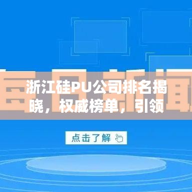 浙江硅PU公司排名揭曉，權(quán)威榜單，引領(lǐng)行業(yè)風(fēng)向標(biāo)！